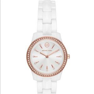 Michael Kors Runway Mercer Three-Hand White Ceramic 28MM Watch